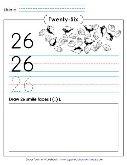 Twenty-Six - Trace, Print, Draw: 26 (Printable PDF Worksheet)