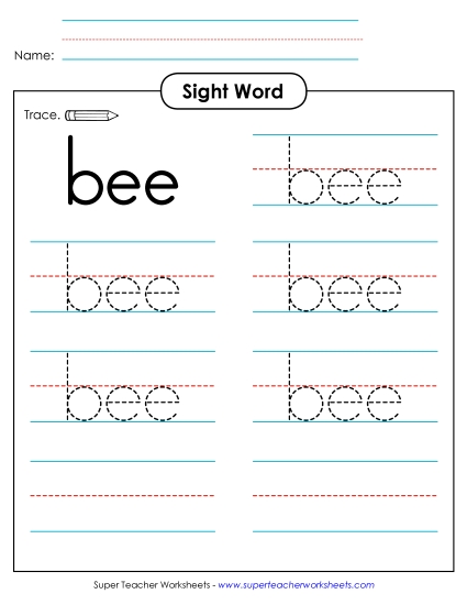 Trace the Word: Bee (Printable PDF Worksheet)