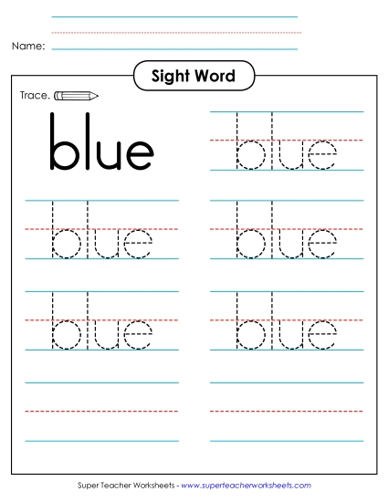 Trace the Word: Blue (Printable PDF Worksheet)