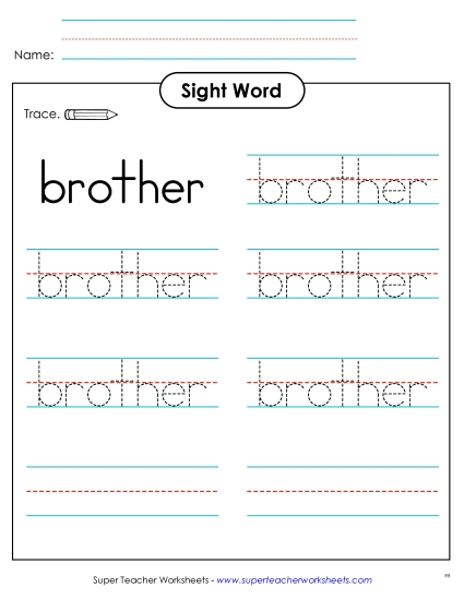 Trace the Word: Brother (Printable PDF Worksheet)