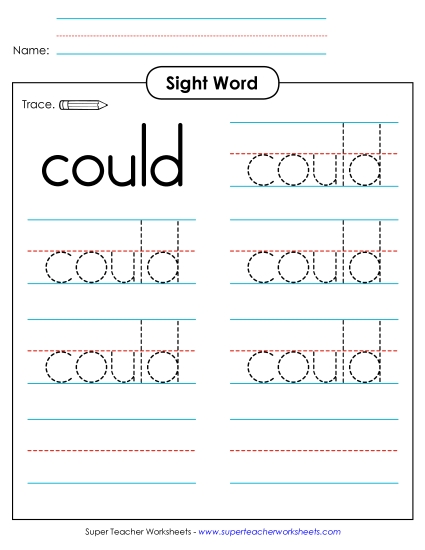 Trace the Word: Could (Printable PDF Worksheet)