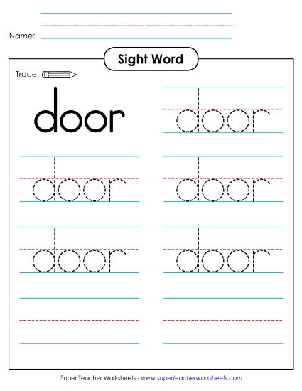 Trace the Word: Door (Printable PDF Worksheet)