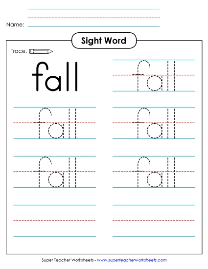 Trace the Word: Fall (Printable PDF Worksheet)