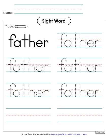 Trace the Word: Father (Printable PDF Worksheet)