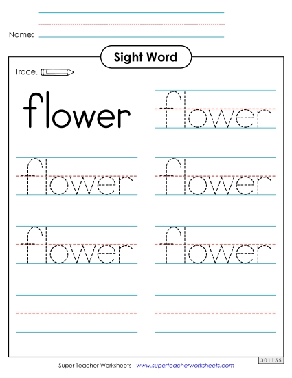 Trace the Word: Flower (Printable PDF Worksheet)