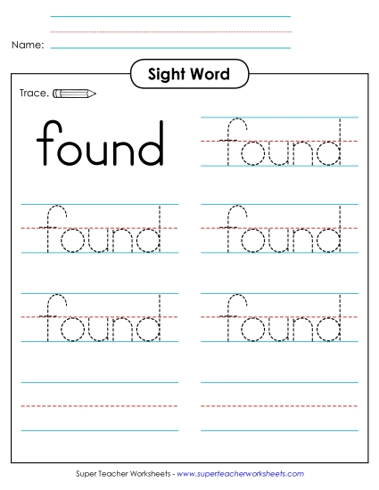 Trace the Word: Found (Printable PDF Worksheet)