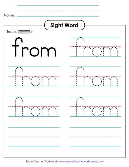 Trace the Word: From (Printable PDF Worksheet)