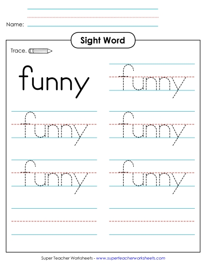 Trace the Word: Funny (Printable PDF Worksheet)