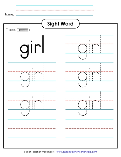 Trace the Word: Girl (Printable PDF Worksheet)