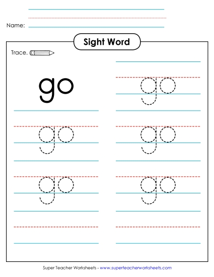 Trace the Word: Go (Printable PDF Worksheet)