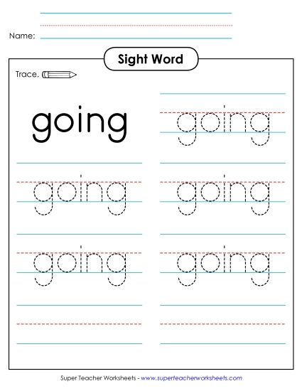 Trace the Word: Going (Printable PDF Worksheet)