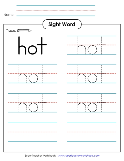 Trace the Word: Hot (Printable PDF Worksheet)