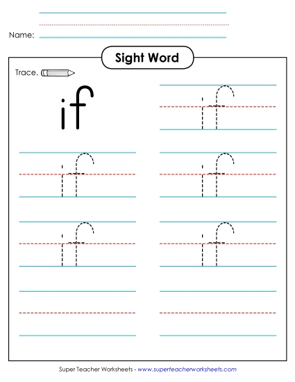 Trace the Word: If (Printable PDF Worksheet)