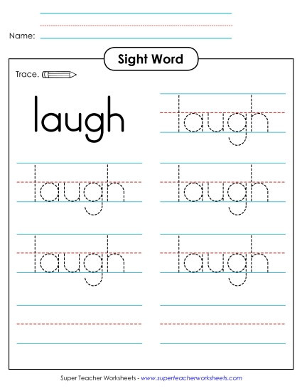 Trace the Word: Laugh (Printable PDF Worksheet)