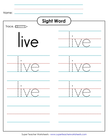 Trace the Word: Live (Printable PDF Worksheet)