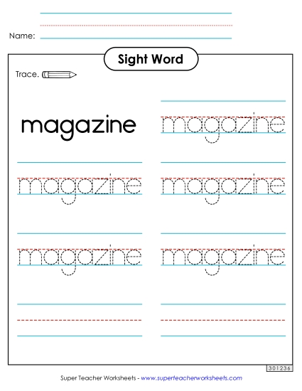 Trace the Word: Magazine (Printable PDF Worksheet)