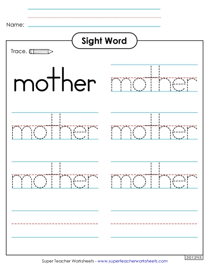 Trace the Word: Mother (Printable PDF Worksheet)