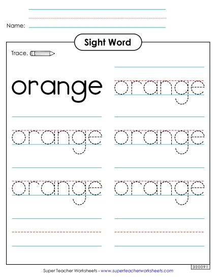 Trace the Word: Orange (Printable PDF Worksheet)