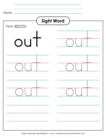 Trace the Word: Out (Printable PDF Worksheet)