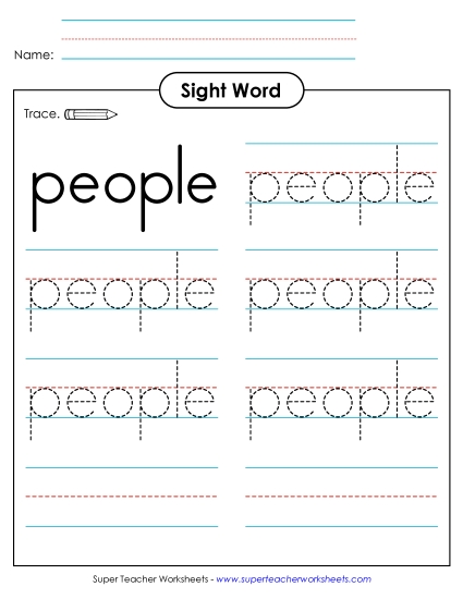 Trace the Word: People (Printable PDF Worksheet)