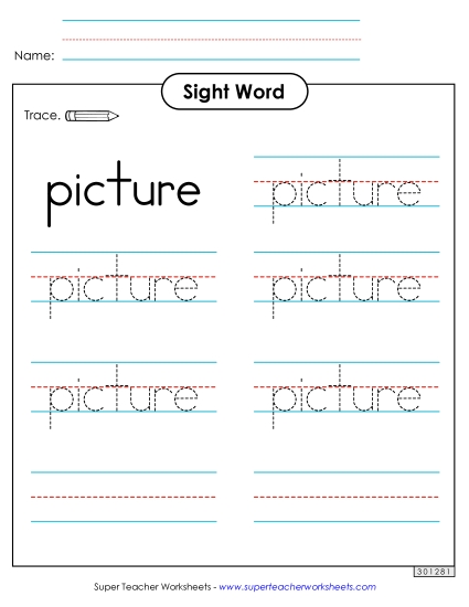 Trace the Word: Picture (Printable PDF Worksheet)