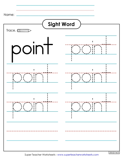 Trace the Word: Point (Printable PDF Worksheet)
