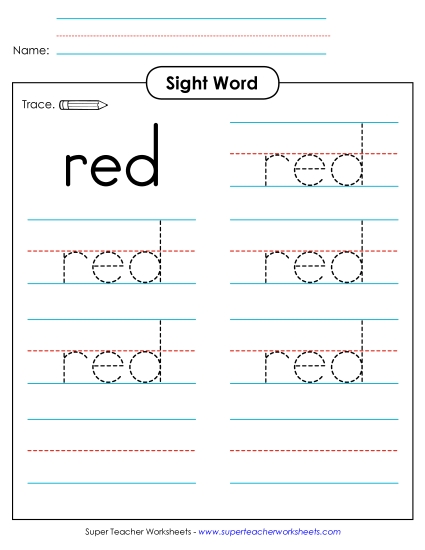 Trace the Word: Red (Printable PDF Worksheet)