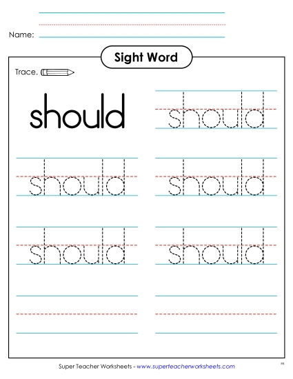 Trace the Word: Should (Printable PDF Worksheet)