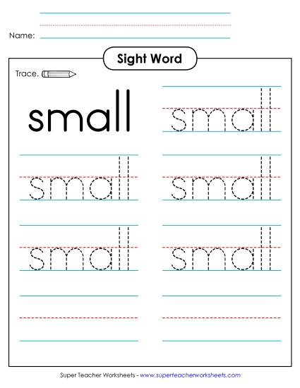 Trace the Word: Small (Printable PDF Worksheet)