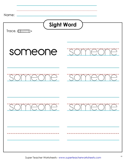 Trace the Word: Someone (Printable PDF Worksheet)