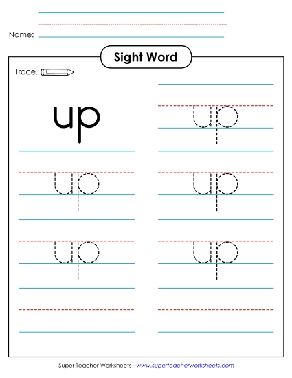 Trace the Word: Up (Printable PDF Worksheet)