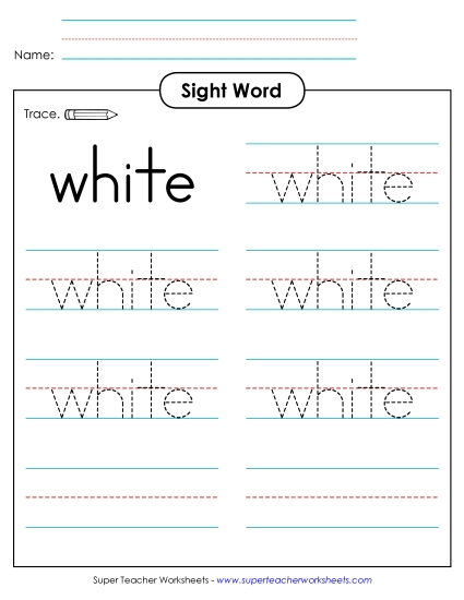 Trace the Word: White (Printable PDF Worksheet)
