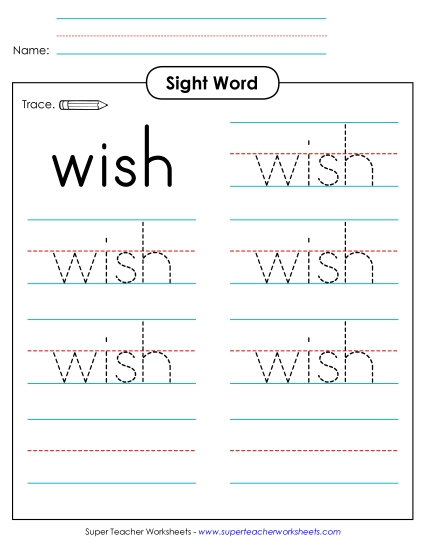 Trace the Word: Wish (Printable PDF Worksheet)