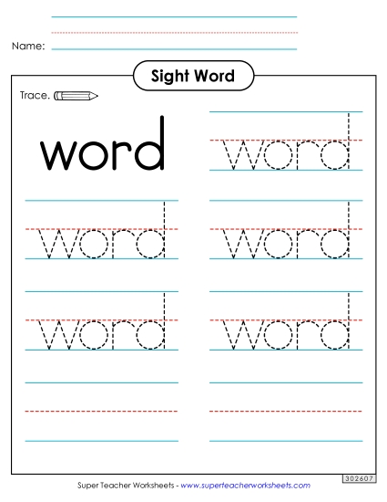 Trace the Word: Word (Printable PDF Worksheet)