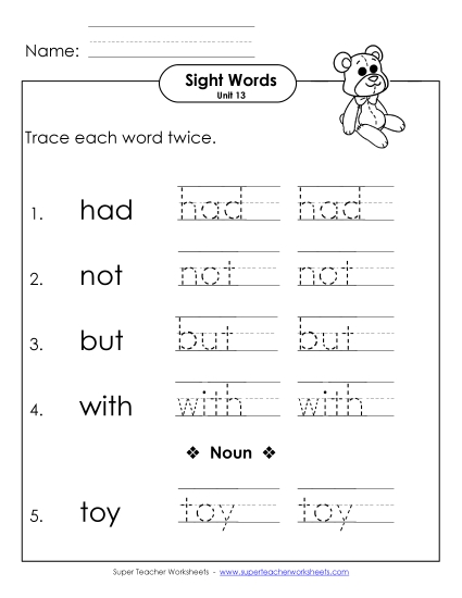 Worksheets - Trace Twice (Unit 13) (Printable PDF Worksheet)