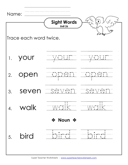 Worksheets - Trace Twice (Unit 26) (Printable PDF Worksheet)