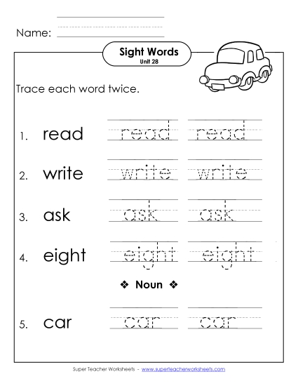 Worksheets - Trace Twice (Unit 28) (Printable PDF Worksheet)