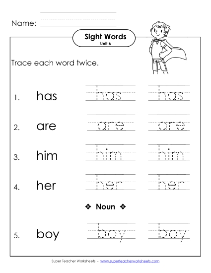 Worksheets - Trace Twice (Unit 6) (Printable PDF Worksheet)
