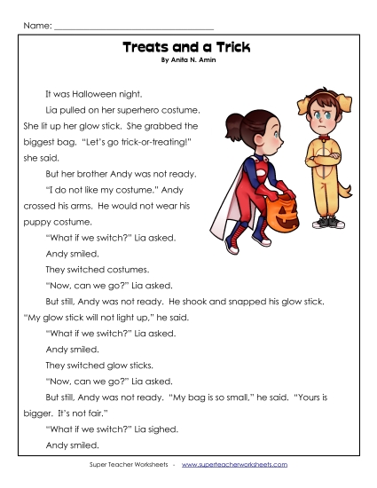 Treats and a Trick (Printable PDF Worksheet)