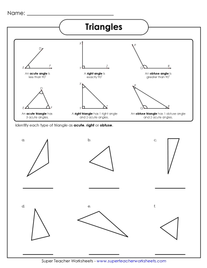 Triangles - Triangle Types (Printable PDF Worksheet)
