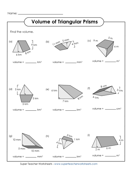 Triangular Prisms - Triangular Prisms (Printable PDF Worksheet)