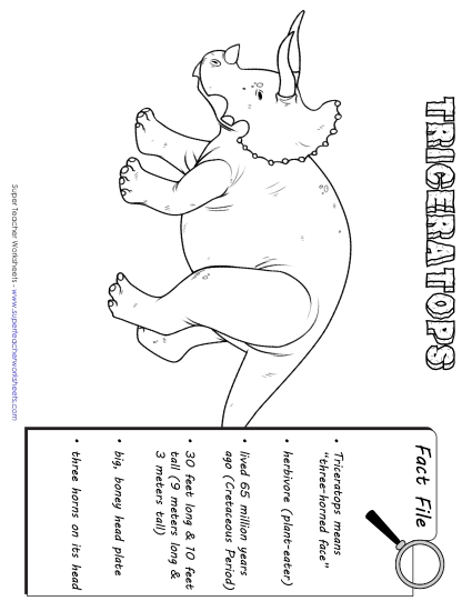 Dino Fact Files - Triceratops Fact File (Printable PDF Worksheet)