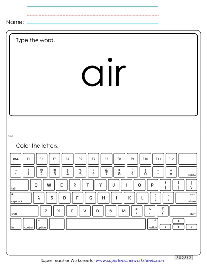 Type the Word: Air (Printable PDF Worksheet)