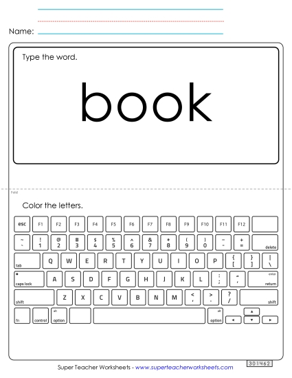 Type the Word: Book (Printable PDF Worksheet)