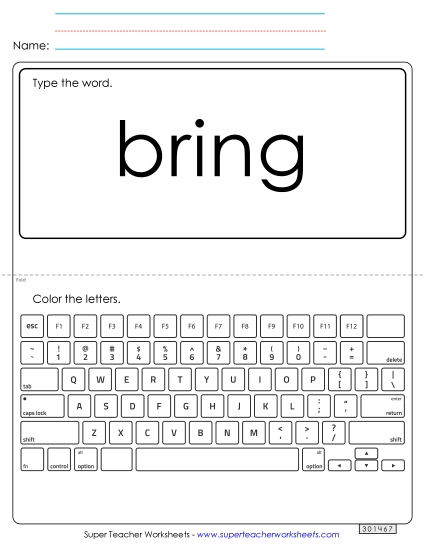 Type the Word: Bring (Printable PDF Worksheet)