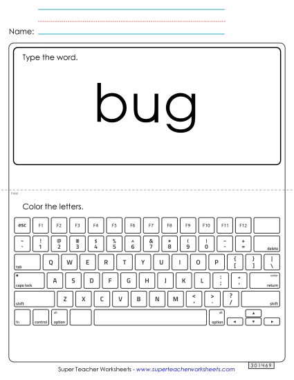 Type the Word: Bug (Printable PDF Worksheet)