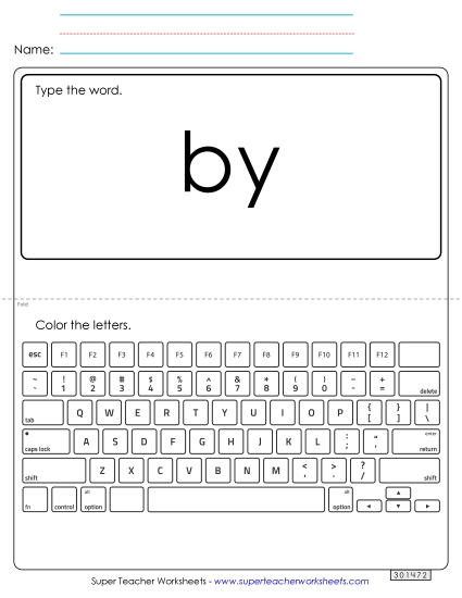 Type the Word: By (Printable PDF Worksheet)