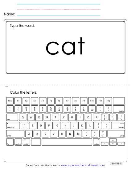 Type the Word: Cat (Printable PDF Worksheet)