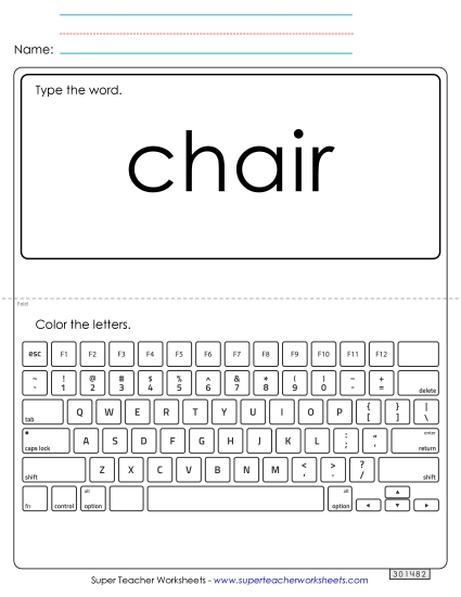 Type the Word: Chair (Printable PDF Worksheet)