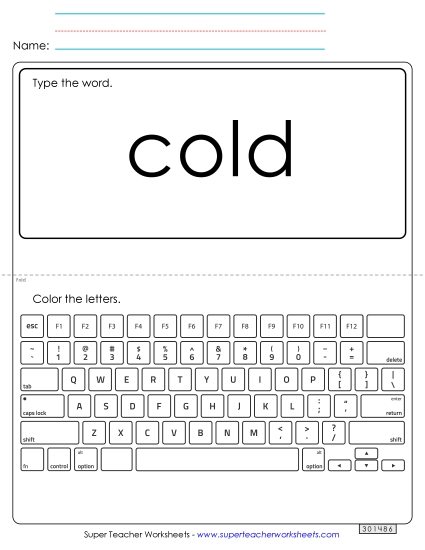 Type the Word: Cold (Printable PDF Worksheet)